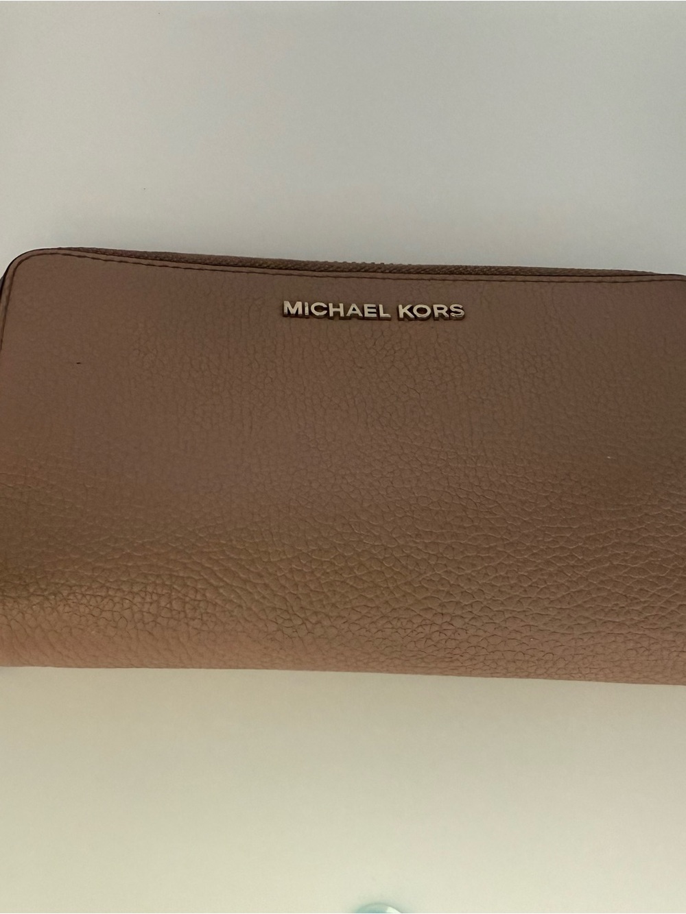 Michael Kors Pebbled Leather Zip Around Wallet in Pinkish Brown